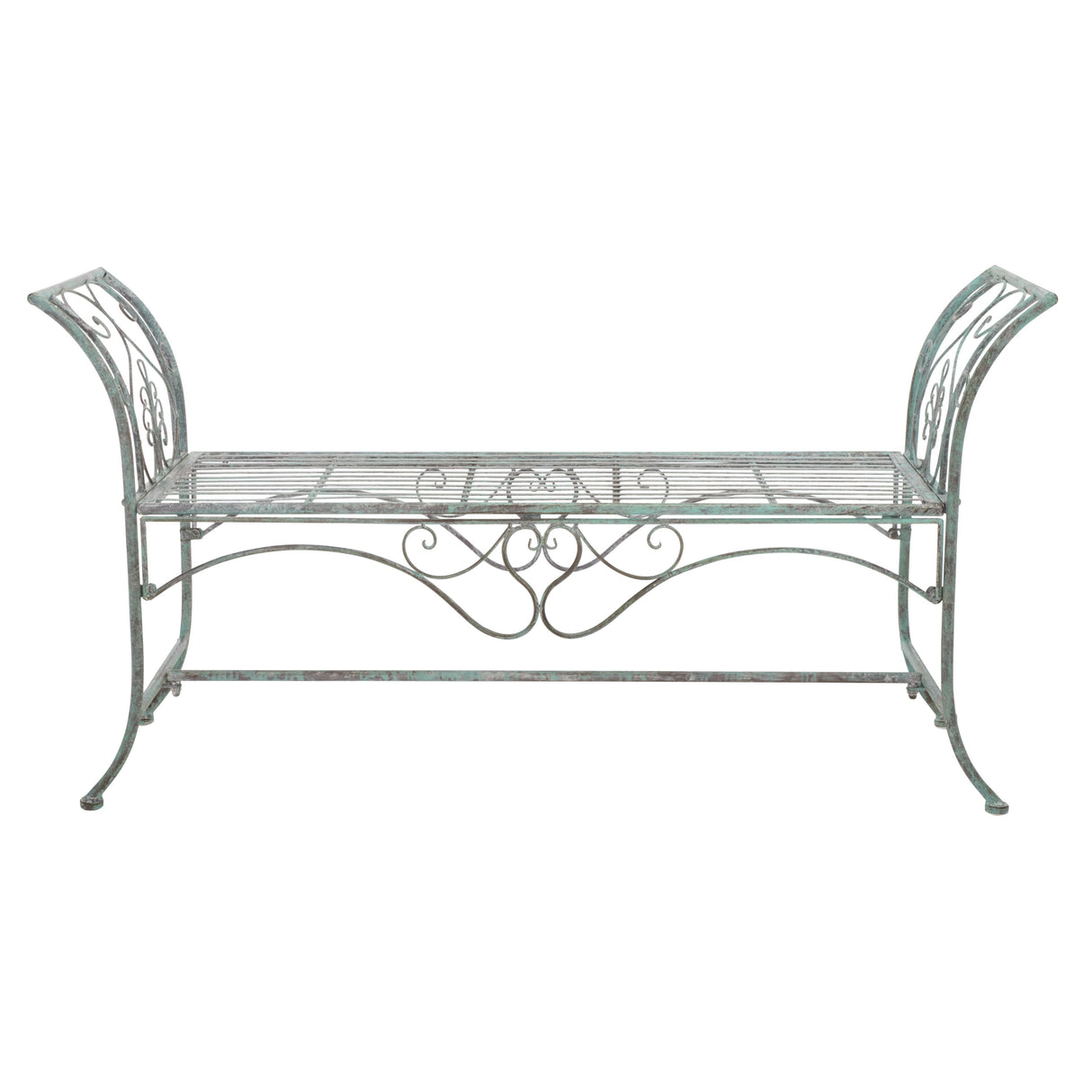 SAFAVIEH Izabella Victorian Wrought Iron 51-inch Outdoor Garden Bench - 51 In. W x 16 In. D x 27 In. H - 51Wx16Dx27H