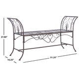 SAFAVIEH Izabella Victorian Wrought Iron 51-inch Outdoor Garden Bench - 51 In. W x 16 In. D x 27 In. H - 51Wx16Dx27H