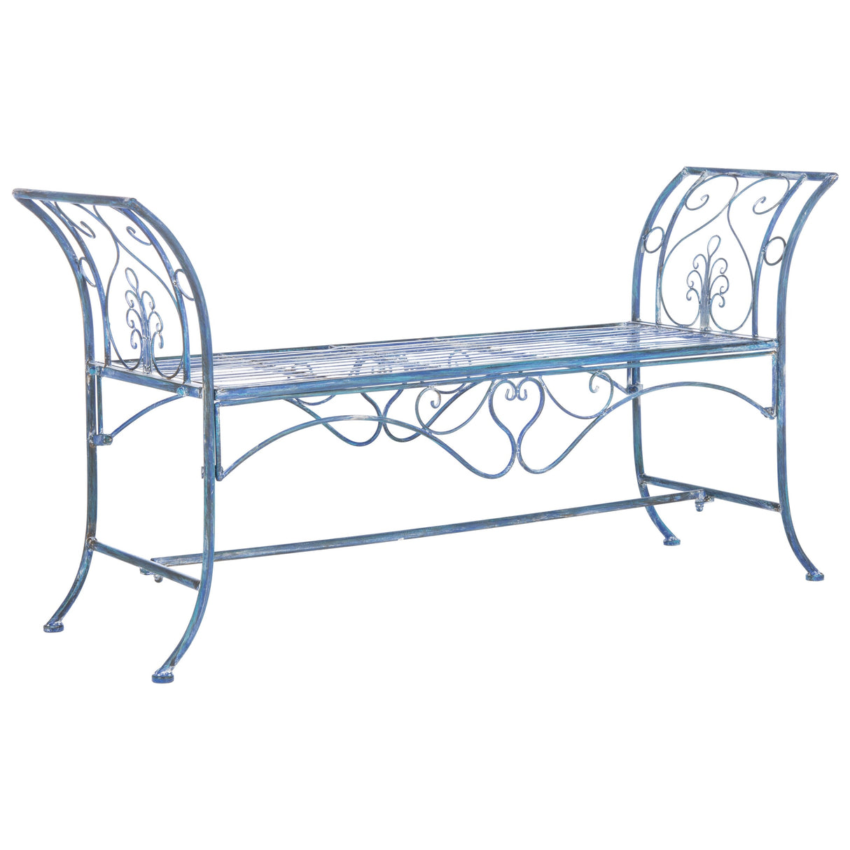 SAFAVIEH Izabella Victorian Wrought Iron 51-inch Outdoor Garden Bench - 51 In. W x 16 In. D x 27 In. H - 51Wx16Dx27H