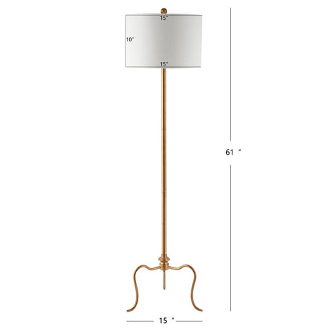 SAFAVIEH Izola Floor Lamp - 15" x 15" x 61" - Antique Gold - 15Wx15Dx61H