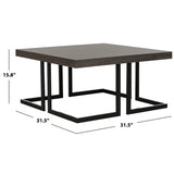 SAFAVIEH Jacquline Mid-Century Modern Dark Grey / Black Coffee Table - 31.5" x 31.5" x 15.8" - 32Wx32Dx16H