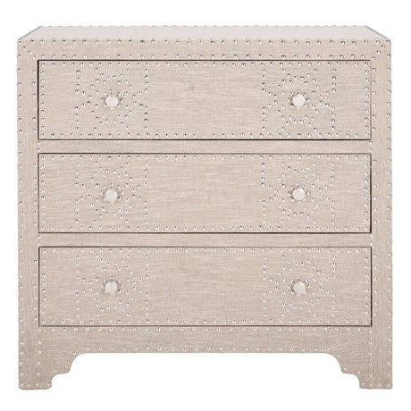 SAFAVIEH Jaike Grey 3-Drawer Silver Nailhead Chest - 32Wx15Dx30H