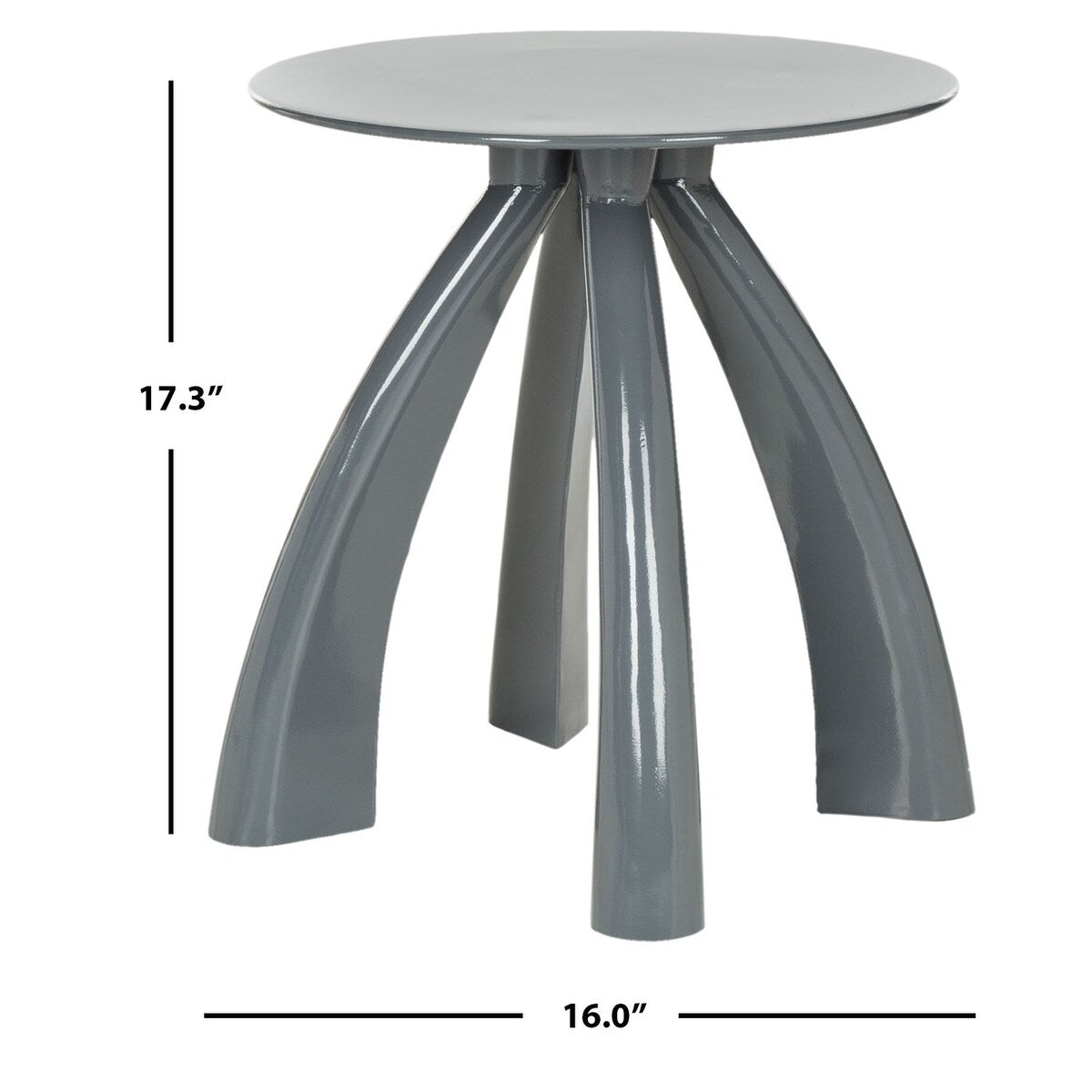 SAFAVIEH Janine Modern Grey Iron Accent Table - 16" x 16" x 17.3" - 16Wx16Dx18H