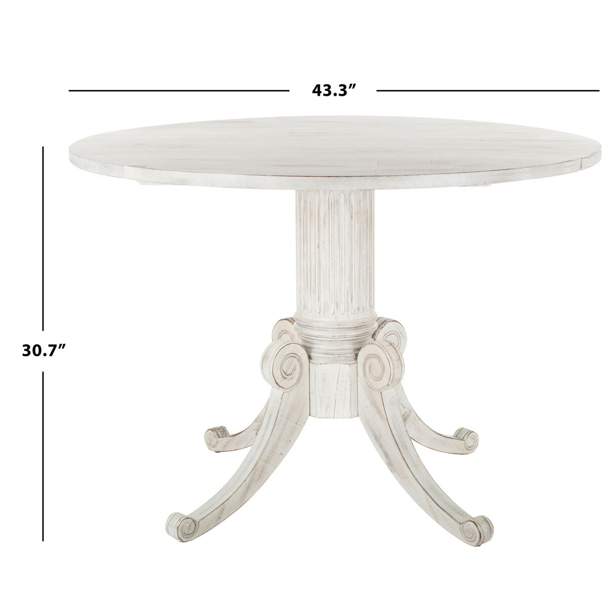 SAFAVIEH Jeane Antique White Drop Leaf Dining Table - 43" W x 43" D x 31" H - 43Wx43Dx31H