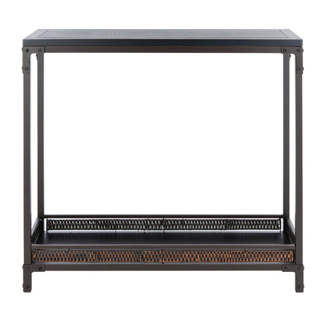 SAFAVIEH Jeanet Wicker Accent Wood Top Console Table - 39.8" x 13.8" x 36.2" - 40Wx14Dx36H