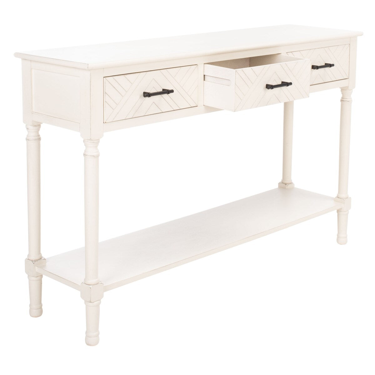 SAFAVIEH Jeanie 3-Drawer Bottom Shelf Console Table - 47.3" W x 13" L x 29.5" H - 47Wx13Dx30H