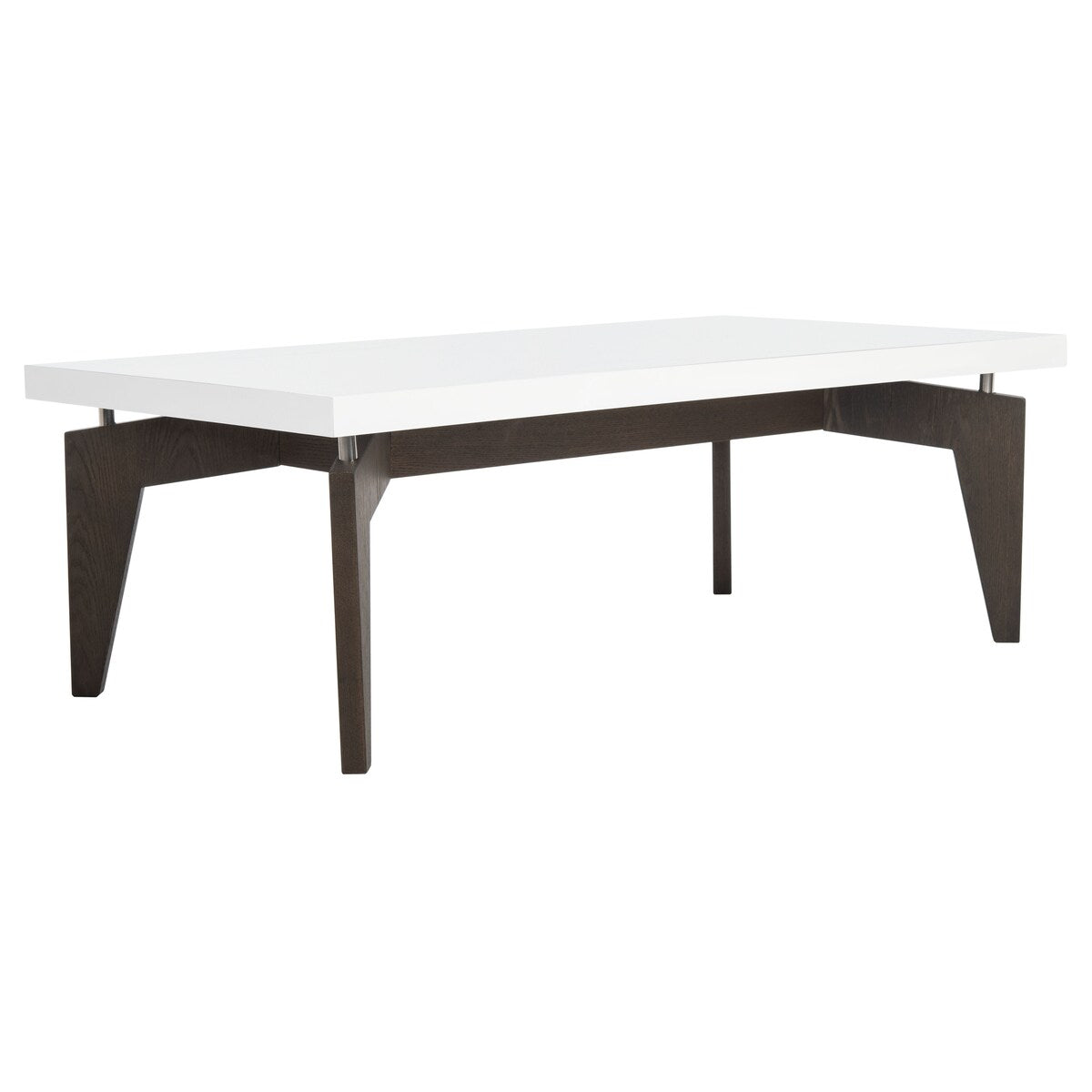 SAFAVIEH Jeri Mid-Century Modern White/ Dark Brown Lacquer Coffee Table - 43.3" x 23.6" x 15" - 43Wx24Dx15H