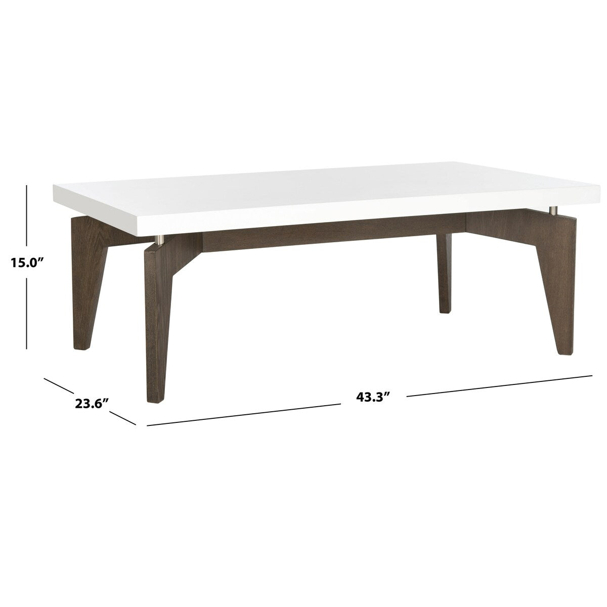 SAFAVIEH Jeri Mid-Century Modern White/ Dark Brown Lacquer Coffee Table - 43.3" x 23.6" x 15" - 43Wx24Dx15H