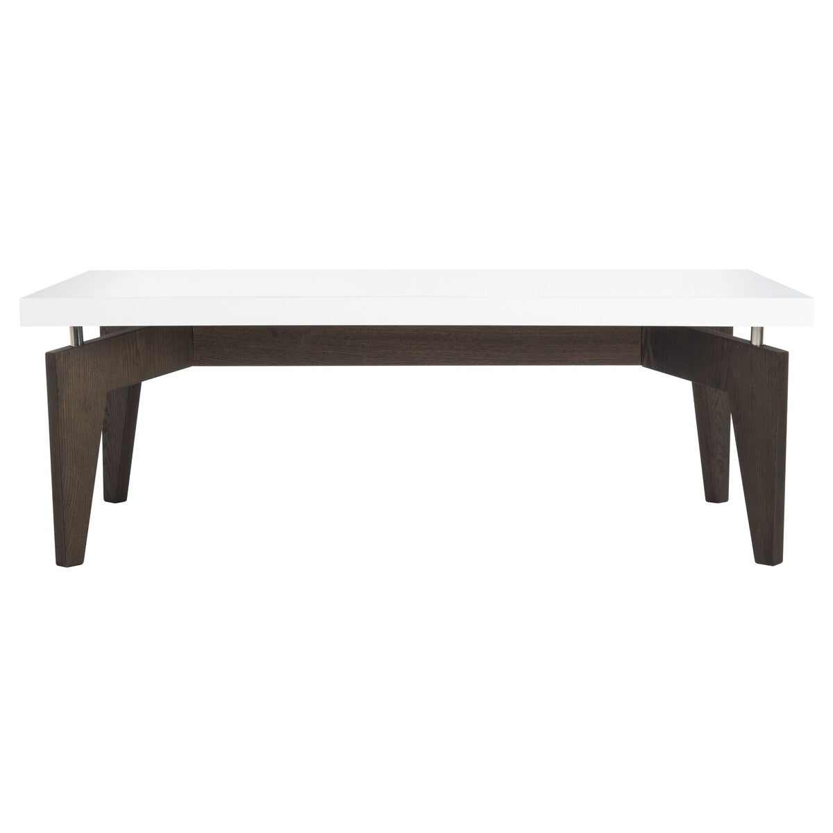 SAFAVIEH Jeri Mid-Century Modern White/ Dark Brown Lacquer Coffee Table - 43.3" x 23.6" x 15" - 43Wx24Dx15H