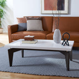 SAFAVIEH Jeri Mid-Century Modern White/ Dark Brown Lacquer Coffee Table - 43.3" x 23.6" x 15" - 43Wx24Dx15H