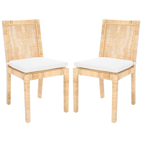 SAFAVIEH Jessye Cane Dining Room Chair with Cushion (Set of 2) - 21.7" W x 18.1" L x 38.6" H - 22Wx18Dx39H