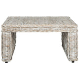 SAFAVIEH Jihane White Washed Rattan Table - 31.5" x 31.5" x 17.6" - 32Wx32Dx18H