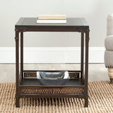 SAFAVIEH Jindra Wicker Accent Wood Top End Table - 22" x 22" x 25.2" - 22Wx22Dx25H