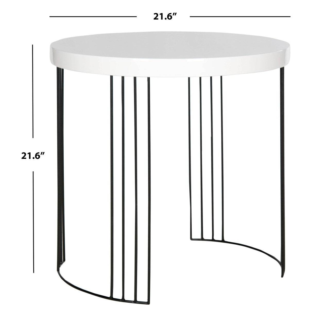 SAFAVIEH Joellen Mid-Century Modern White Lacquer Side Table - 21.6" x 21.6" x 21.6" - 22Wx22Dx22H