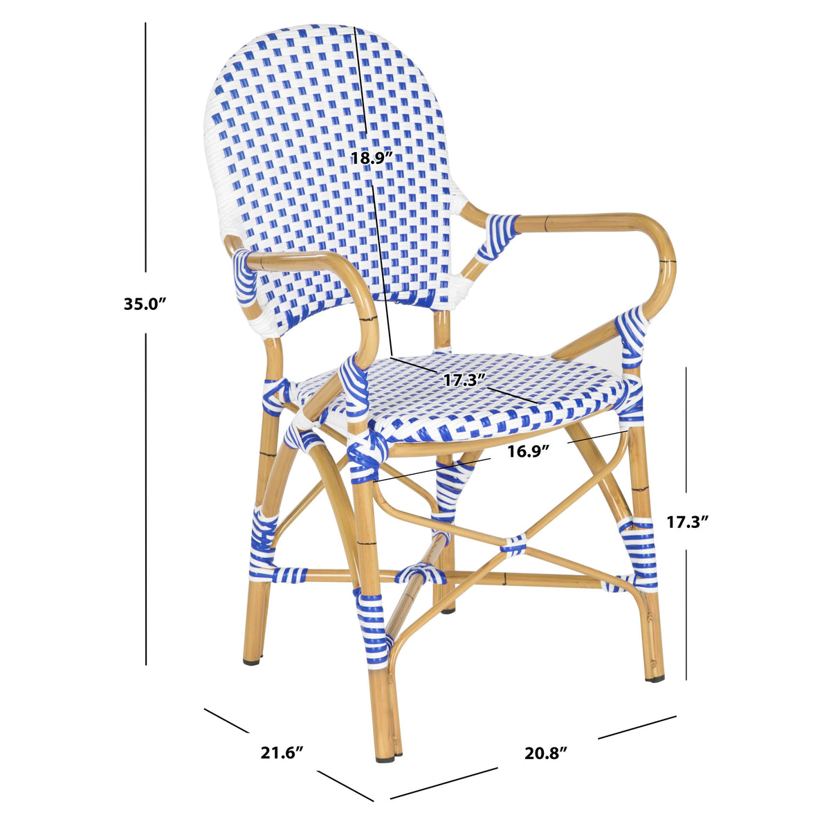 SAFAVIEH Jonell Indoor/Outdoor Arm Chair (Set of 2) - 21Wx22Dx35H