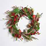 SAFAVIEH Joni Faux 30 Inch Myrtle Led Wreath with Red Bells - Green/Red - 30" W x 30" D x 9" H - 30Wx30Dx9H