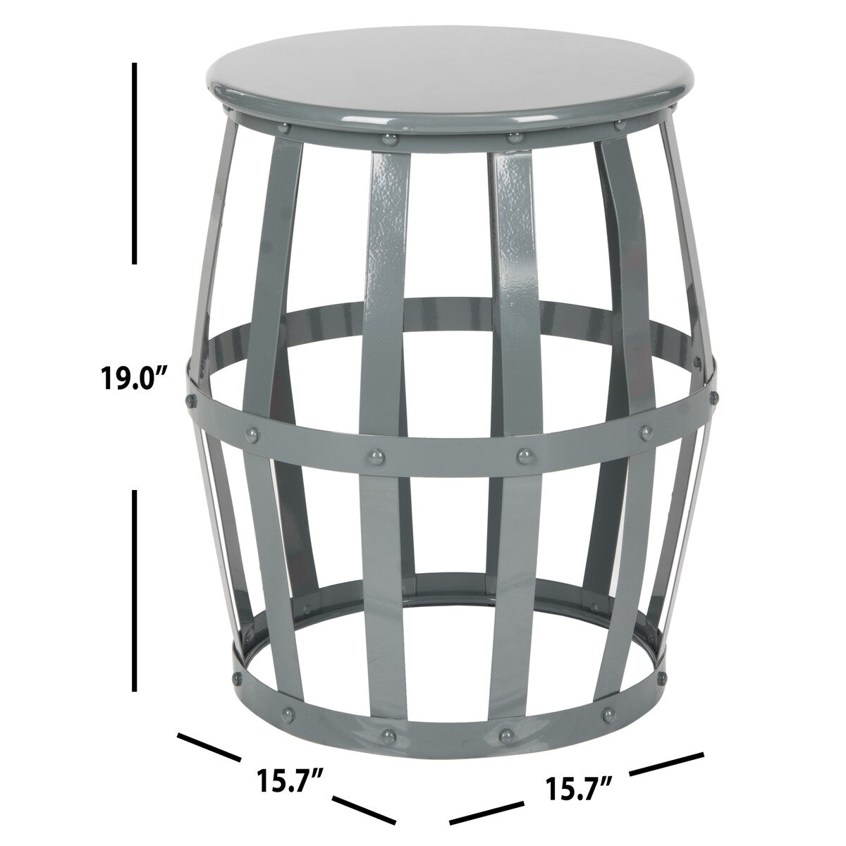 SAFAVIEH Joretta Grey Iron Accent Stool - 15.7" x 15.7" x 19"