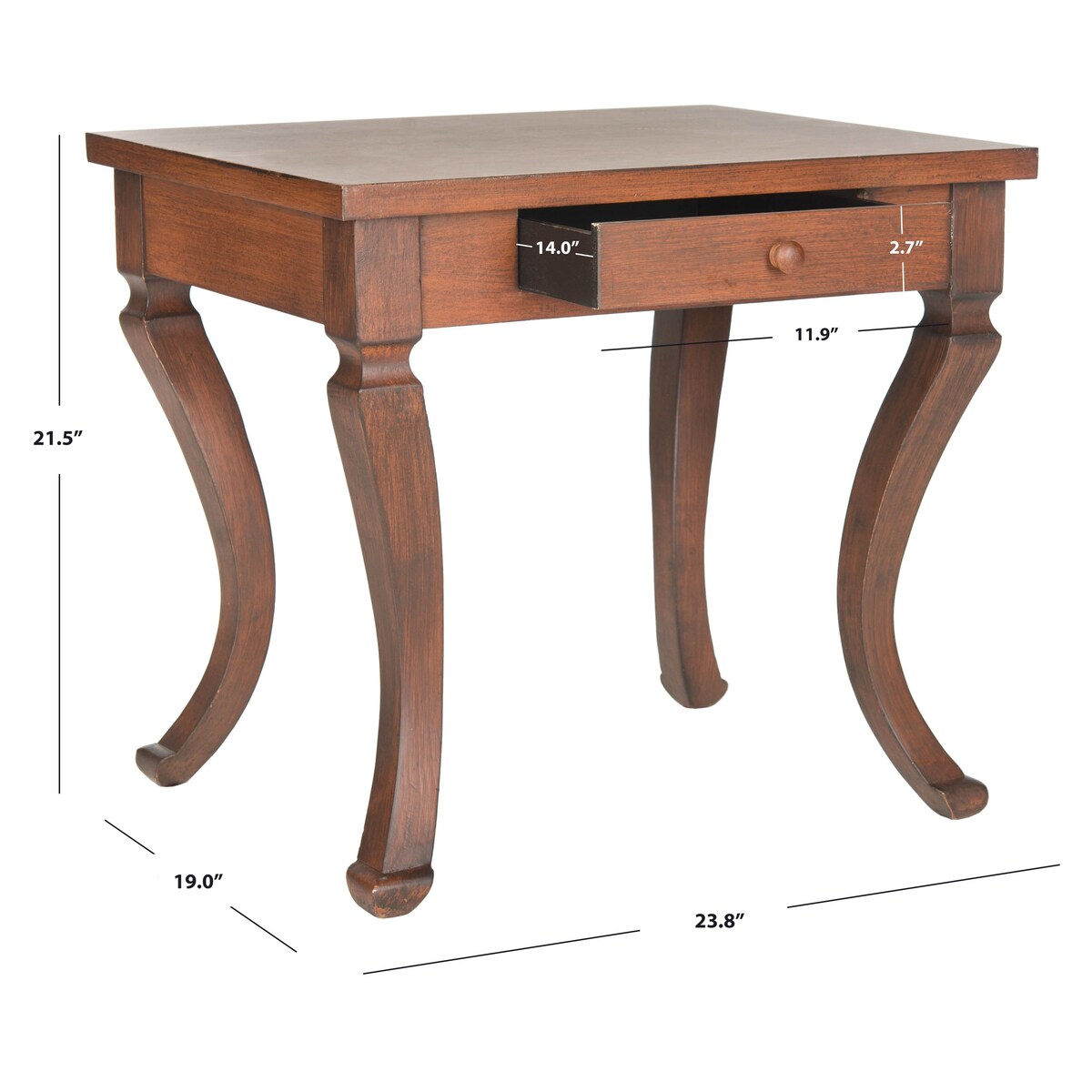 SAFAVIEH Jossie Brown Storage Side Table - 23.8" x 19" x 21.5" - 24Wx19Dx22H