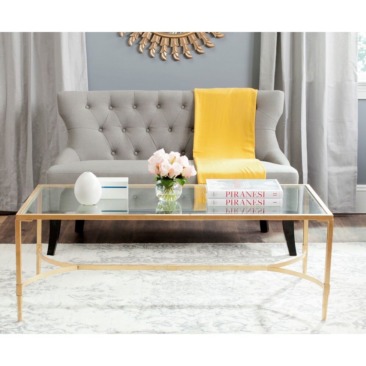 SAFAVIEH Jovita Gold Coffee Table - 50" x 26" x 18" - 50Wx26Dx18H