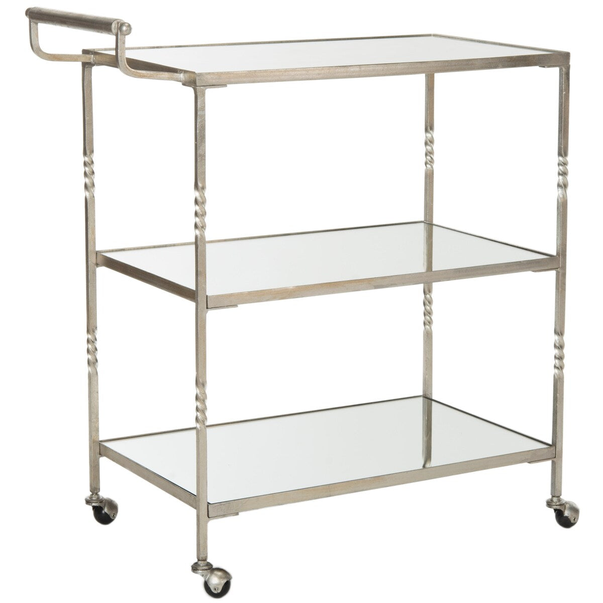 SAFAVIEH Joycelyn Silver/ Mirror Top Bar Cart - 29.8" x 15.8" x 33.6" - 30Wx16Dx34H