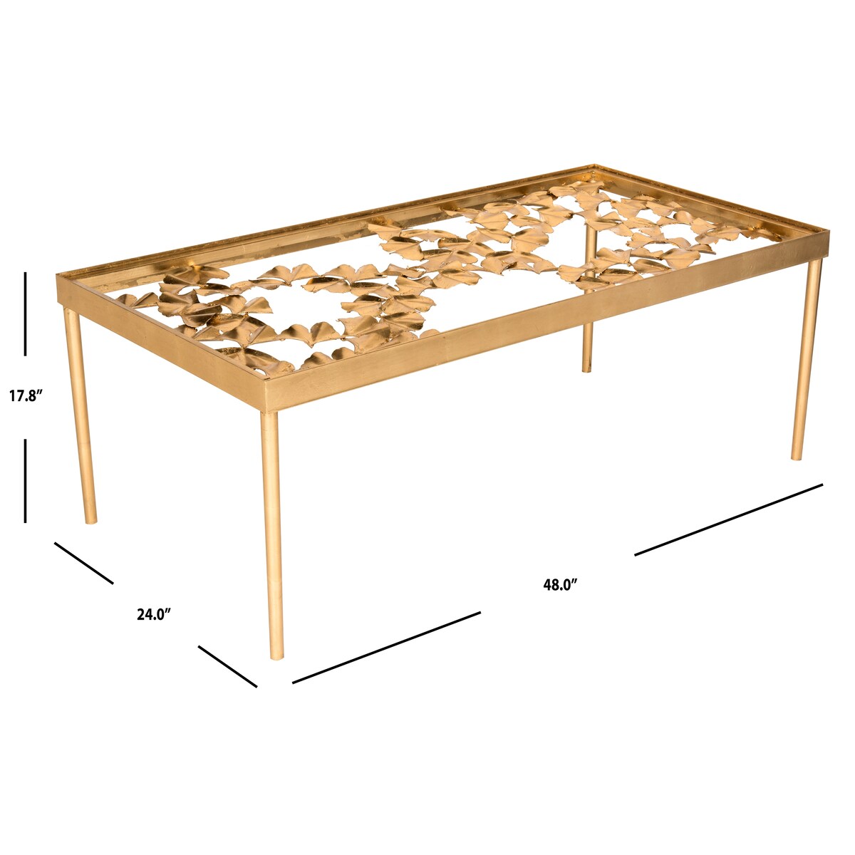 SAFAVIEH Julianne Antique Gold Leaf Coffee Table - 48" x 24" x 17.8" - 48Wx24Dx18H