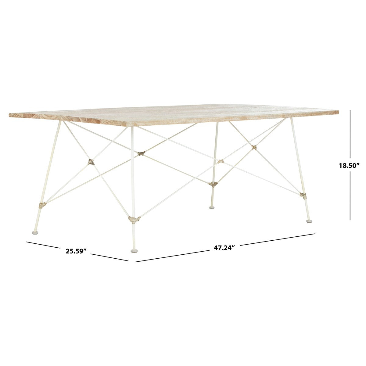 SAFAVIEH Junia Rectangle Coffee Table Washed - 25.6" x 47.2" x 18.5" - 26Wx47Dx19H