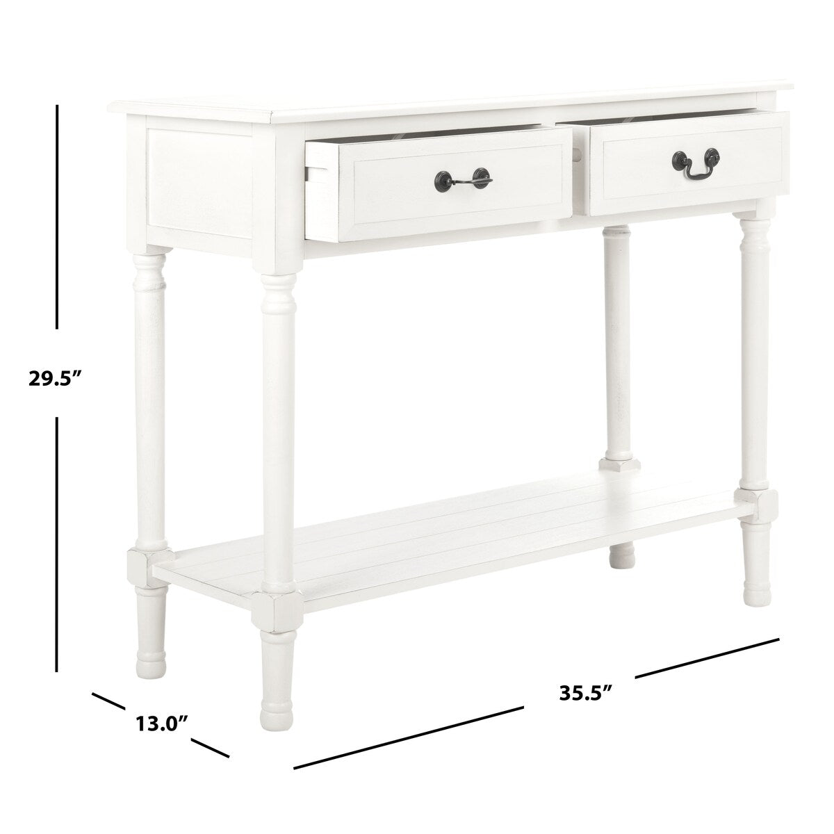 SAFAVIEH Justina 2-Drawer Console Table - 35.5" W x 13" L x 29.5" H - 36Wx13Dx30H