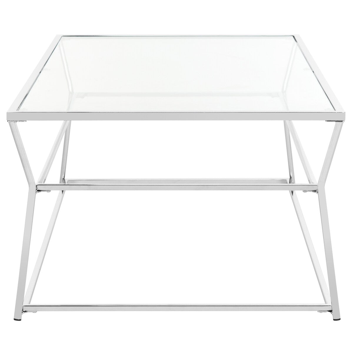 SAFAVIEH Kailey Glass Chrome Coffee Table - 51.2" x 27.6" x 17.7" - 51Wx28Dx18H