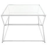 SAFAVIEH Kailey Glass Chrome Coffee Table - 51.2" x 27.6" x 17.7" - 51Wx28Dx18H