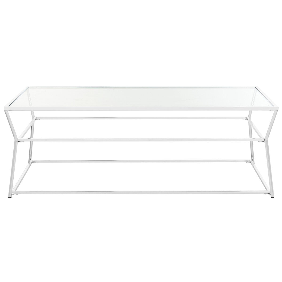 SAFAVIEH Kailey Glass Chrome Coffee Table - 51.2" x 27.6" x 17.7" - 51Wx28Dx18H