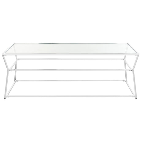 SAFAVIEH Kailey Glass Chrome Coffee Table - 51.2" x 27.6" x 17.7" - 51Wx28Dx18H