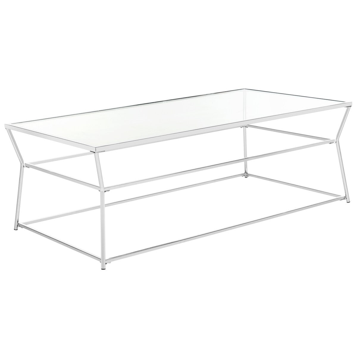 SAFAVIEH Kailey Glass Chrome Coffee Table - 51.2" x 27.6" x 17.7" - 51Wx28Dx18H