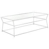 SAFAVIEH Kailey Glass Chrome Coffee Table - 51.2" x 27.6" x 17.7" - 51Wx28Dx18H