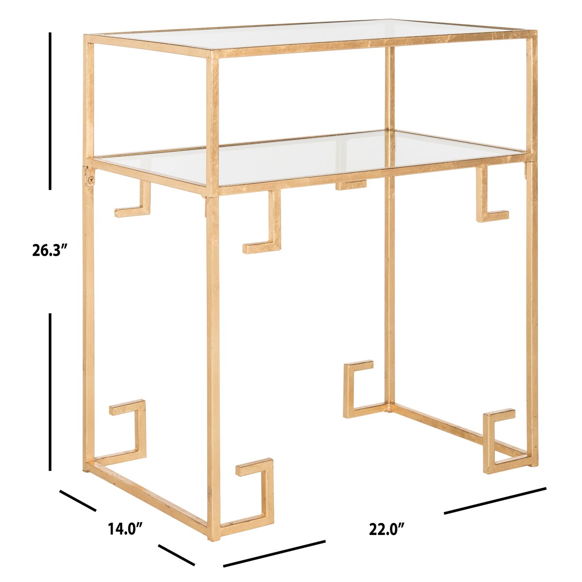 SAFAVIEH Kamla Antique Gold Leaf Accent Table - 22" x 14" x 26.3" - 22Wx14Dx26H