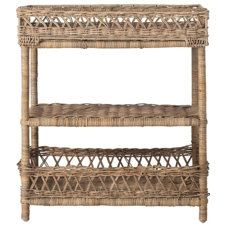 SAFAVIEH Kanella Grey 3-Tier Rattan Farmhouse Rack - 23.6" x 15.7" x 27.5" - 24Wx16Dx28H