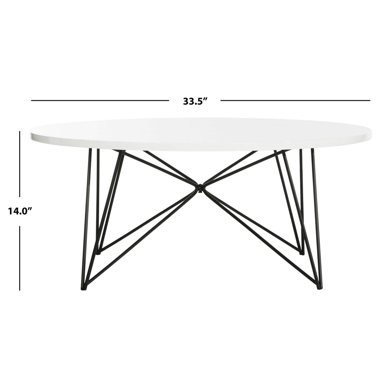 SAFAVIEH Karin Mid-Century Modern Light Grey/Black Coffee Table - 33.5" x 33.5" x 14" - 34Wx34Dx14H