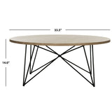 SAFAVIEH Karin Mid-Century Modern Light Grey/Black Coffee Table - 33.5" x 33.5" x 14" - 34Wx34Dx14H