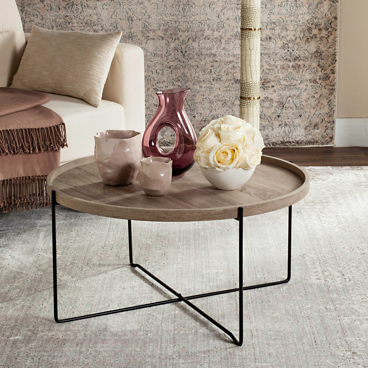 SAFAVIEH Karlene Wood Accent Table - 29" W x 29" L x 15" H - 29Wx29Dx15H