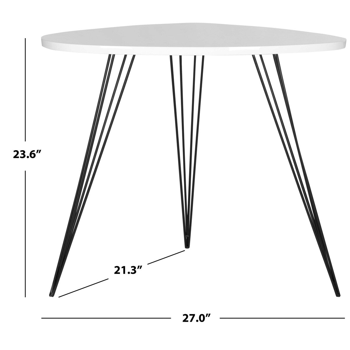 SAFAVIEH Karol Mid-Century White/ Black Lacquer Modern End Table - 27" x 21.3" x 23.6" - 27Wx21Dx24H