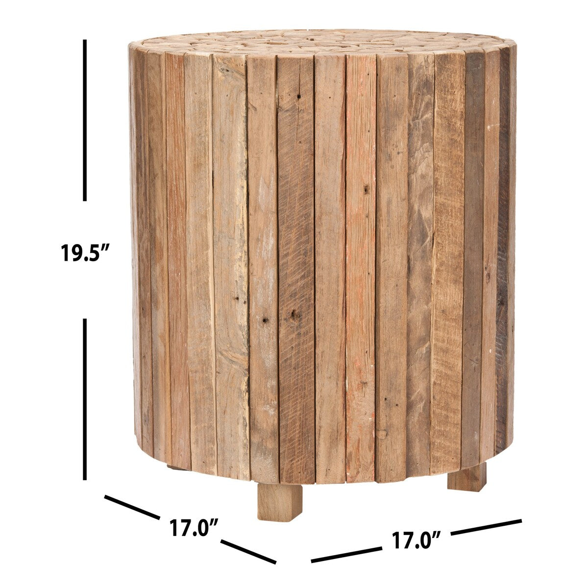 SAFAVIEH Karoline Bali Strips Round End Table - Natural - 17" x 17" x 19.5" - 17Wx17Dx20H