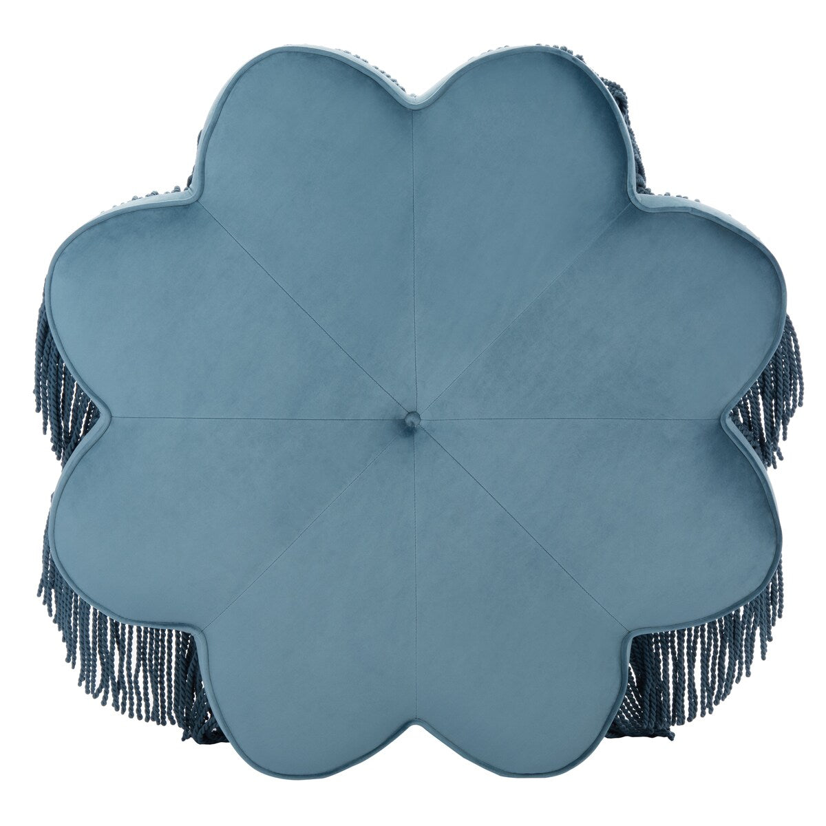 SAFAVIEH Katia Flower-Shaped Fringed Velvet Ottoman