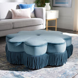 SAFAVIEH Katia Flower-Shaped Fringed Velvet Ottoman