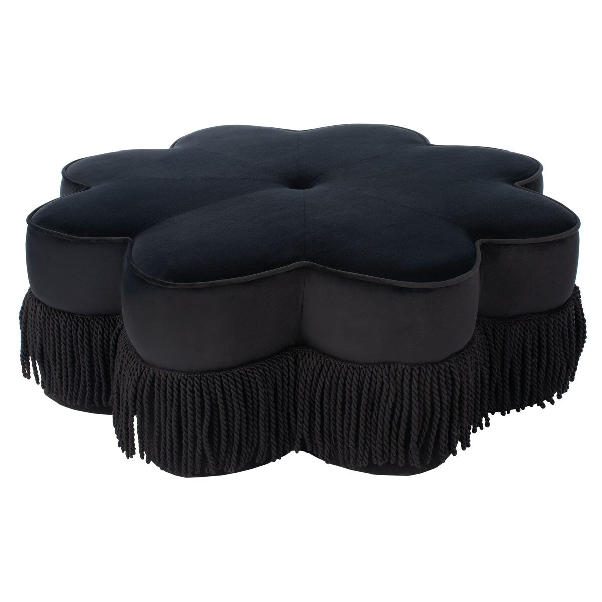 SAFAVIEH Katia Flower-Shaped Fringed Velvet Ottoman