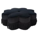 SAFAVIEH Katia Flower-Shaped Fringed Velvet Ottoman