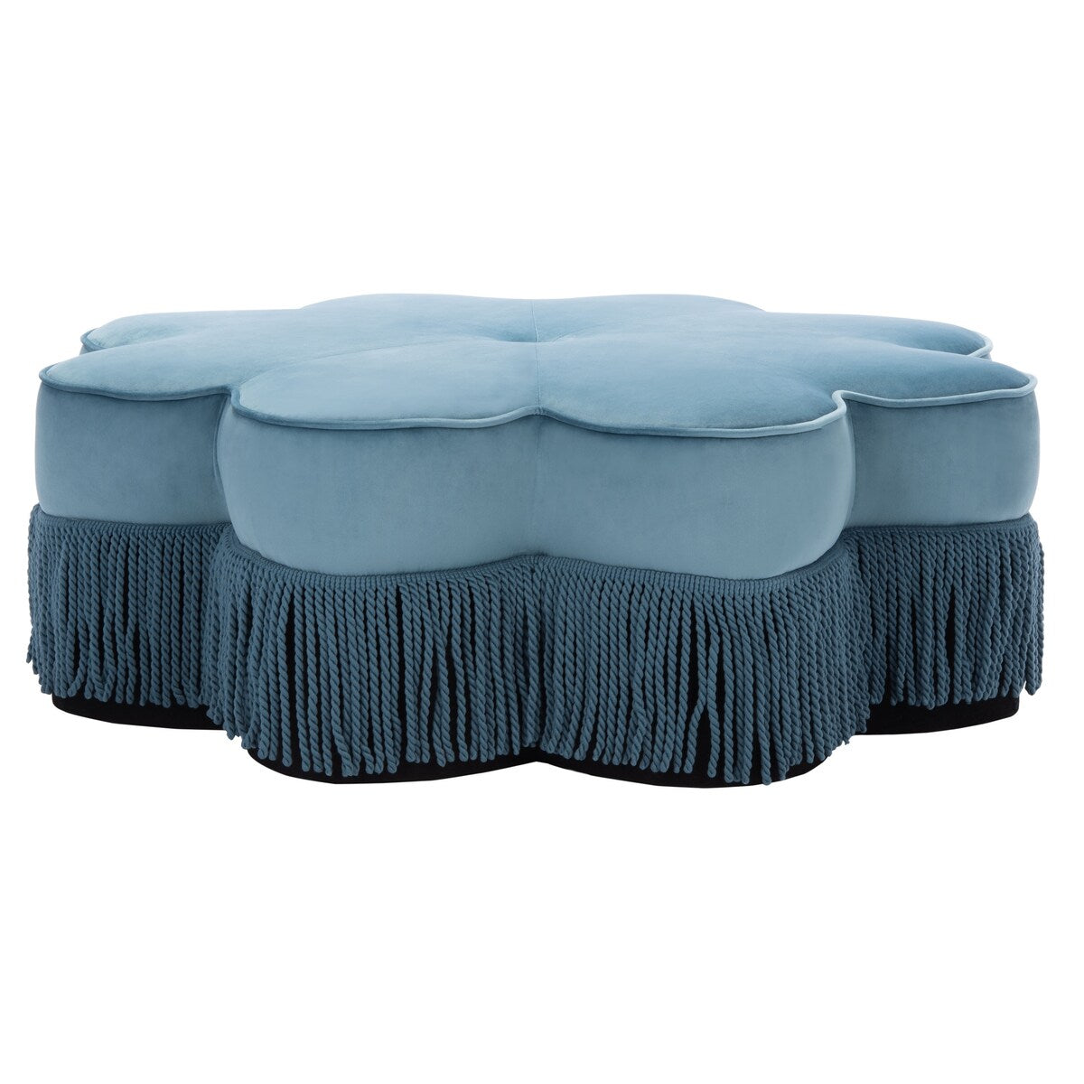 SAFAVIEH Katia Flower-Shaped Fringed Velvet Ottoman