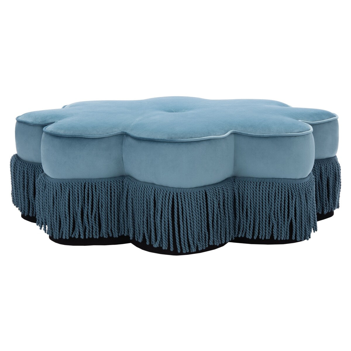 SAFAVIEH Katia Flower-Shaped Fringed Velvet Ottoman