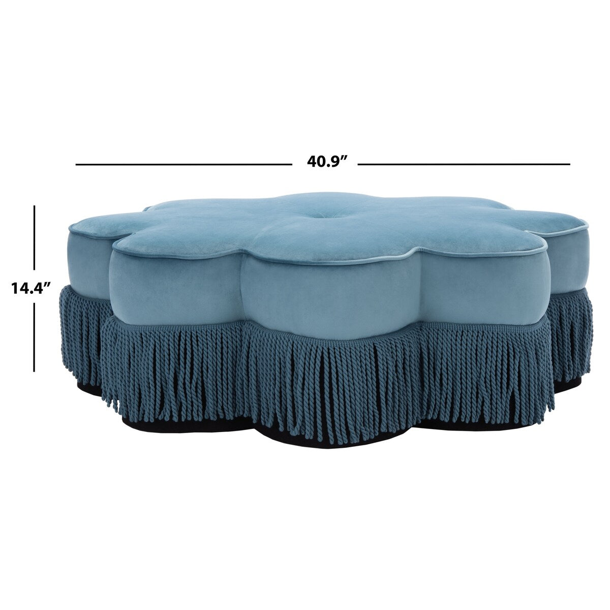 SAFAVIEH Katia Flower-Shaped Fringed Velvet Ottoman