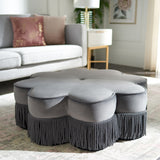 SAFAVIEH Katia Flower-Shaped Fringed Velvet Ottoman