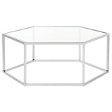 SAFAVIEH Kaycee Glass Chrome Hexagon Coffee Table - 36.2" x 31.5" x 13.8" - 36Wx32Dx14H