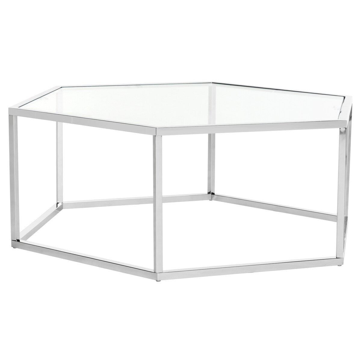 SAFAVIEH Kaycee Glass Chrome Hexagon Coffee Table - 36.2" x 31.5" x 13.8" - 36Wx32Dx14H